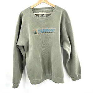 Authentic pigment crewneck sweatshirt vintage embroidered VERMONT green XL
